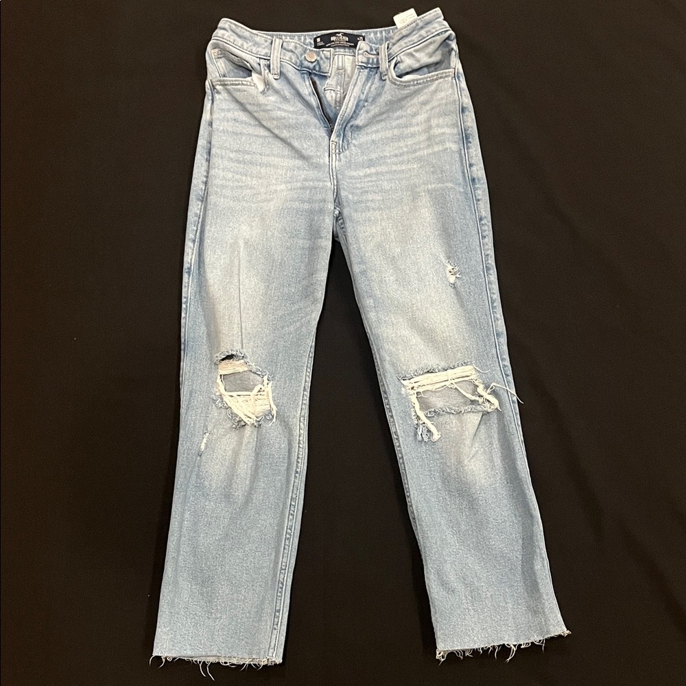 Hollister Distressed Light Blue Straight Jeans